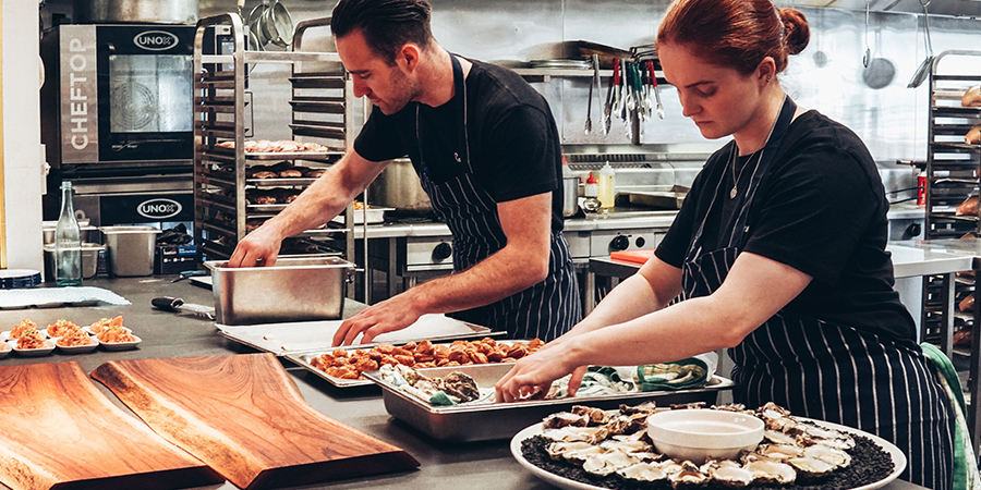 Restaurant catering photo preparation.